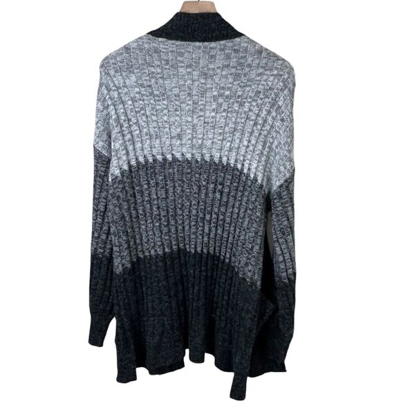 Democracy Womens Gray Colorblock Long Sleeve Open Front Cardigan Sweater Large - Picture 2 of 5